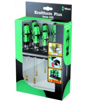 WE-105656 Набор отверток Kraftform Plus Lasertip 334/355/6 Rack + подставк Wera