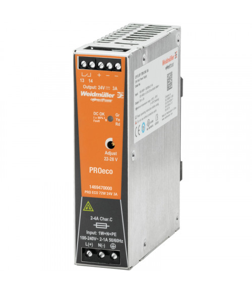 1469470000 Источник питания регулируемый, PRO ECO 72W 24V 3A Weidmueller 1469470000 Источник питания регулируемый, PRO ECO 72W 24V 3A Weidmueller